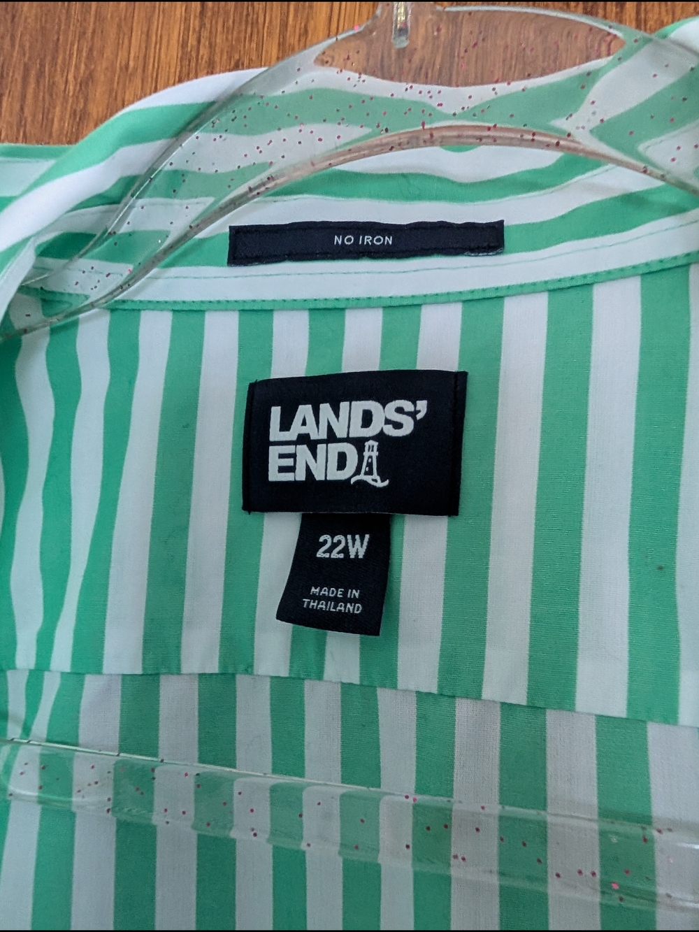 Lands' End Mint Green & White Stripe Button-Down Shirt - Picture 2 of 4